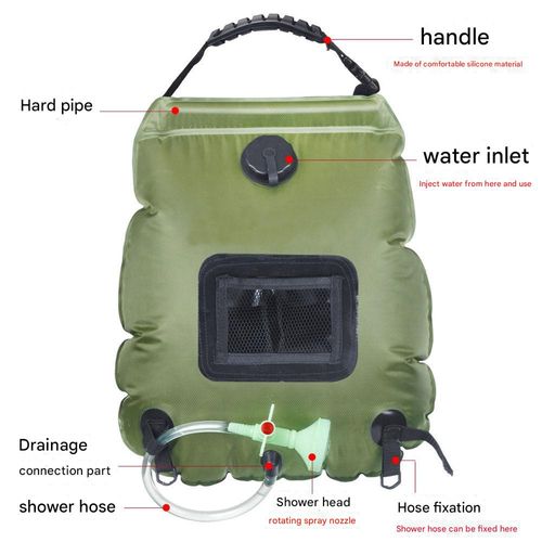 Portable Solar-Heated Camping Shower: 20L Hanging Shower Bag for Camping, Water Outages, Rinsing Gear