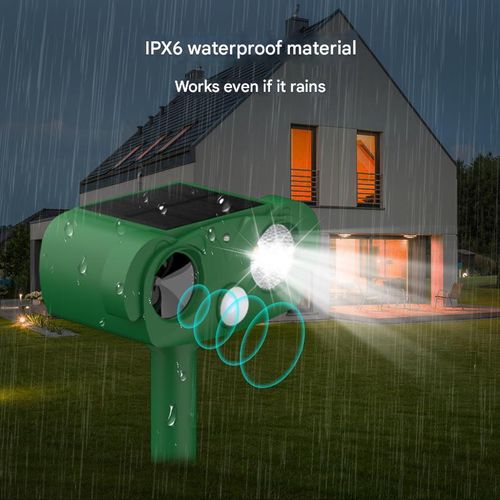 Solar-powered outdoor ultrasonic animal repeller