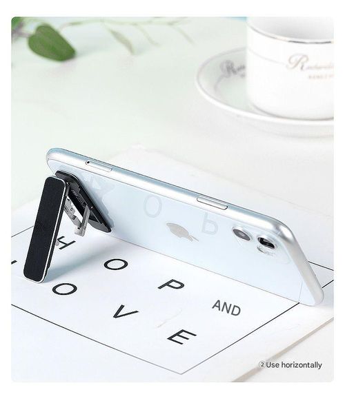 Mini phone stand, foldable, invisible, and portable metal phone holder, suitable for desktop use and compatible with all mobile phones.