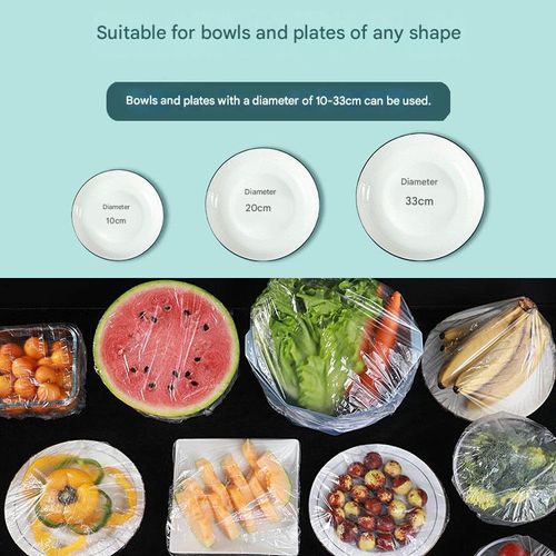 100pcs Kitchen Food-Grade Plastic Wrap Covers, Multi-Purpose Airtight Meal Prep Freshness Seal Film for BBQ & Picnic, Ideal for Leftovers & Fruits