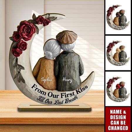 De notre premier baiser jusqu'à notre dernier souffle vieux Couple-Plaque en bois personnalisé