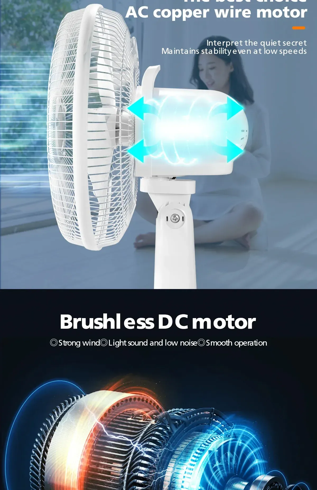 Nuevo ventilador recargable con panel solar, puerto USB, luz LED