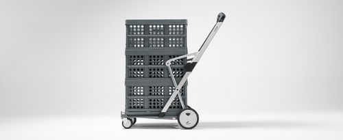 Multi Use Functional Collapsible Carts | Mobile Folding Trolley | Storage Cart Wagon | Shopping Cart with 2 Storage Crates (Black)