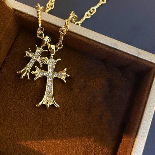 Double-hanging cross necklace