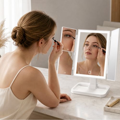 Tri-fold make-up mirror