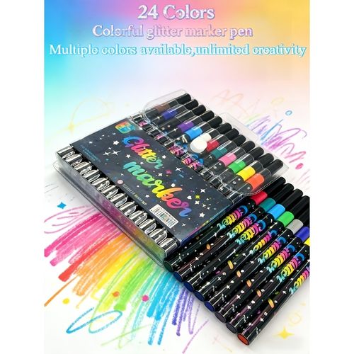 24-colour glitter marker set