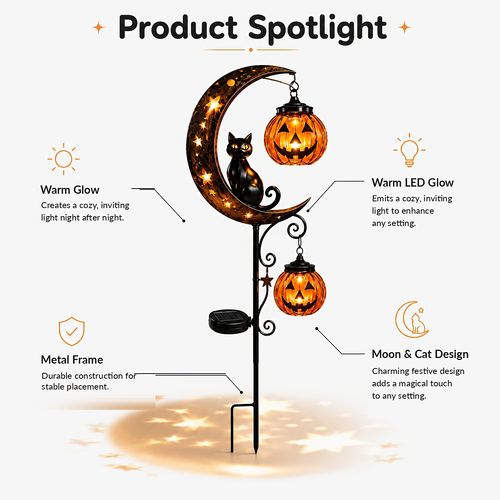 Halloween Moon, Black Cat and Jack-o-lantern