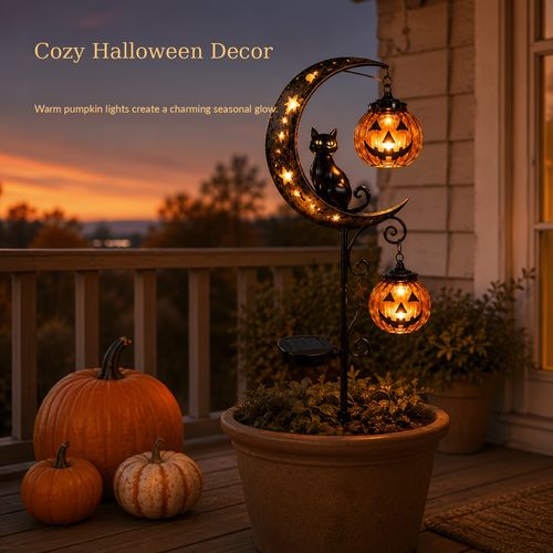 Halloween Moon, Black Cat and Jack-o-lantern