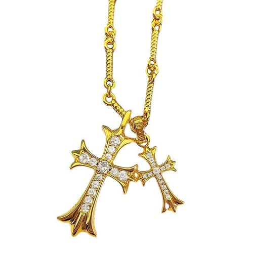 Double-hanging cross necklace
