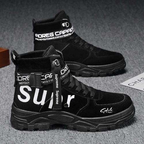 Men's Autumn and Winter Plus Velvet High-Top Tooling Boots