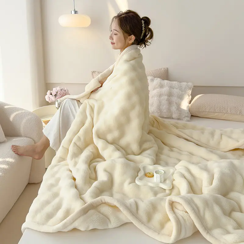 🌟 Class A Luxury Bubble Fleece Blanket | Hypoallergenic, Dual-Sided Warmth, Eco-Dye