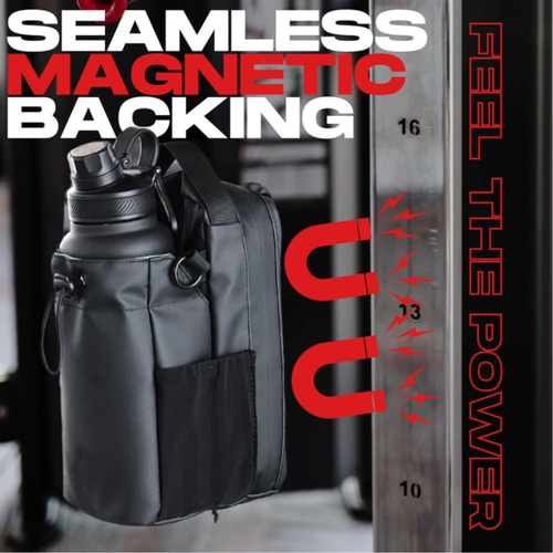🧲 Magnetic Gym Water Bottle Bag | 46oz Fitness Crossbody Pack 🌟 Weatherproof + Convertible Strap
