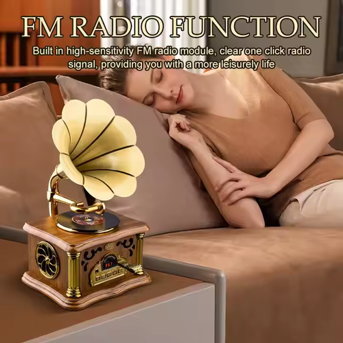 MROS Retro Bluetooth Gramophone🎶 | Vintage Wooden Speaker📻 | Hi-Fi Sound + FM Radio⚡
