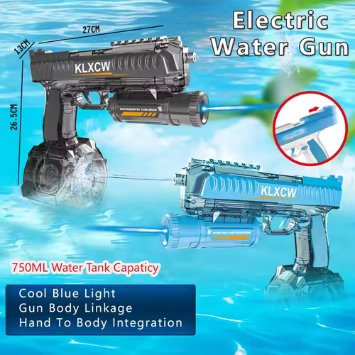 🔫💦 Desert Eagle Motorized Water Blaster | 750ML Drum + 10M Range | Auto-Fire & Rechargeable Battery for Epic Water Battles!
