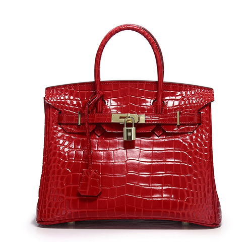 👜 Luxury Handcrafted Croc-Embossed Platinum Birkin Bag (20｜25｜30) - 8 Colors, Top-Grain Leather