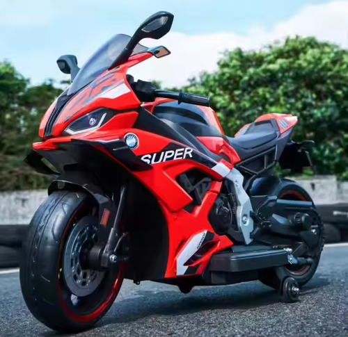 🏍️Kids Electric Motorcycle | 12V Battery | Bluetooth Music | LED Lights & Safety Wheels