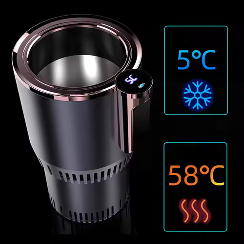 🚗⚡ SmartCar Dual-Temp Cup: 2-in-1 Cooling (5°C) & Heating (58°C) 🌡️ | Touchscreen | Silent & Portable