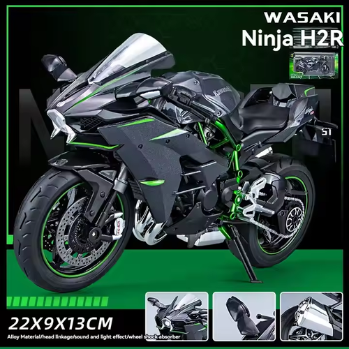 ⚡ Kawasaki Ninja H2R 1:9 Scale Model⚡ 🔧 Alloy Body | Light & Sound FX | Collector's Edition
