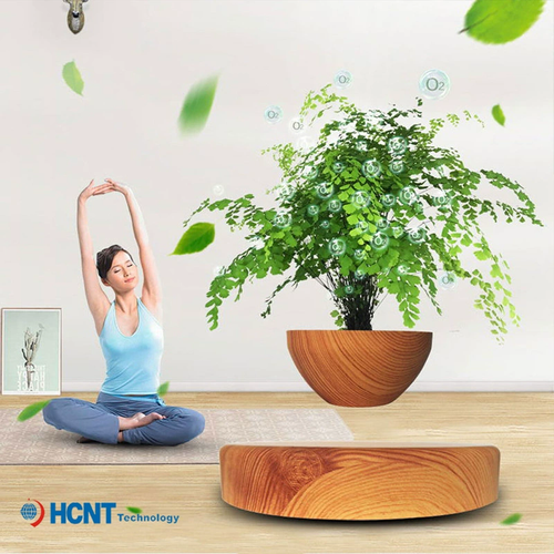 🌿 Maglev Bamboo Planter — 360° Floating Decor | Air-Purifying & Auto-Spin Tech