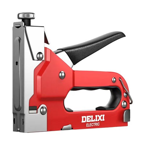 Delixi Electric Nail Gun, Manual Four-in-One, for Home Renovation. Branded. Special Staple Gun for Nailing into Wood Boards in Furniture Making and Carpentry.
