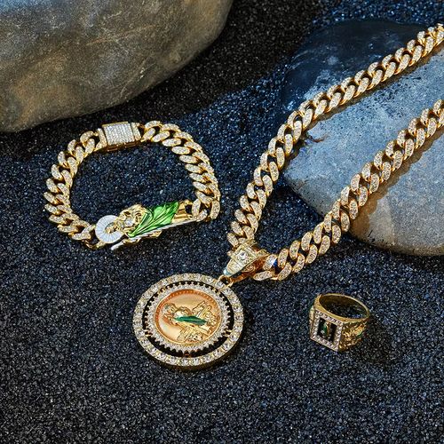 Two-Piece Hip Hop Jesus Necklace & Bracelet Set