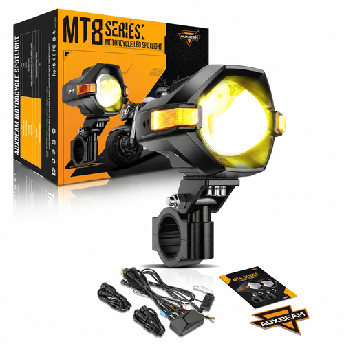 Upgrade your ride with a CSP LED motorcycle light featuring three colors: 3000K yellow, 6500K white, and combo beam, plus strobe flash for extra warning safety. Durable, waterproof, and easy to install. Includes a high-performance three-stage spark plug for stronger ignition, smoother starts, and better combustion. Limited offer: buy the light, get the spark plug free!