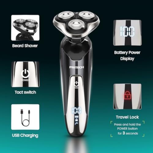 Electric Razor for Men - Rechargeable Electric Shaver for Men, Rechargeable Waterproof Wet Dry Cordless Razor