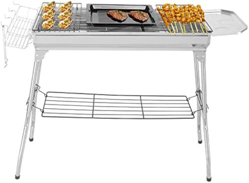 Stainless Steel Foldable BBQ Grill Portable Charcoal Grill Perfect for outdoor cooking Camping Picnics and outdoor Gatherings.
