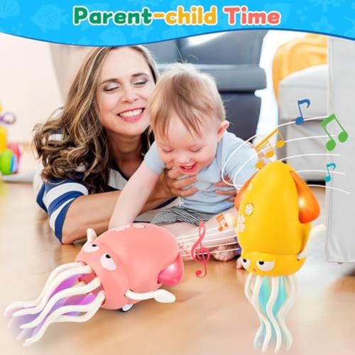 Electric Dancing Octopus Light Music Suitable for 12-18 Months Old Baby Toys, Kid Crawling Squid Toys Suitable for Toddler Tummy Time
