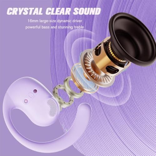 Out of Ear Open Ear Headphones Outside The Ear Wireless Ear Hanging Bluetooth Headset Ows Over The Ear Open Ear Buds Earbuds Outside The Ear Headphones Bone Air Conduction Earbuds Purple