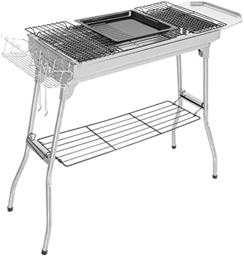 Stainless Steel Foldable BBQ Grill Portable Charcoal Grill Perfect for outdoor cooking Camping Picnics and outdoor Gatherings.