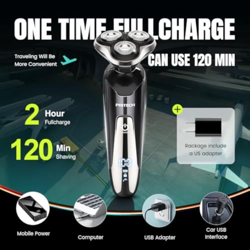 Electric Razor for Men - Rechargeable Electric Shaver for Men, Rechargeable Waterproof Wet Dry Cordless Razor