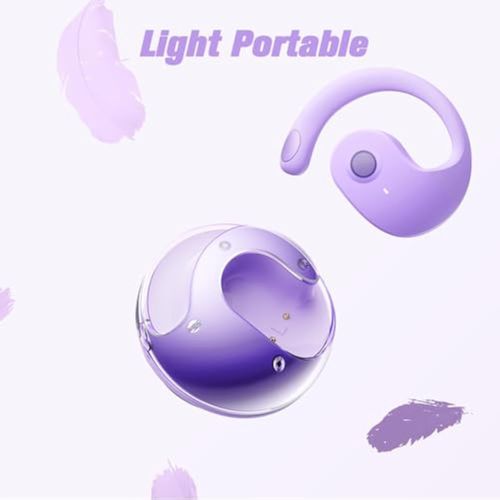Out of Ear Open Ear Headphones Outside The Ear Wireless Ear Hanging Bluetooth Headset Ows Over The Ear Open Ear Buds Earbuds Outside The Ear Headphones Bone Air Conduction Earbuds Purple