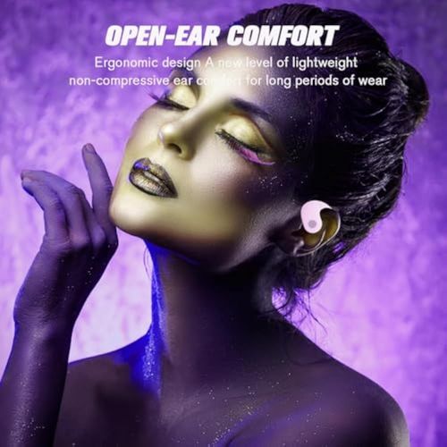 Out of Ear Open Ear Headphones Outside The Ear Wireless Ear Hanging Bluetooth Headset Ows Over The Ear Open Ear Buds Earbuds Outside The Ear Headphones Bone Air Conduction Earbuds Purple