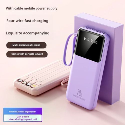 Charmast 20000mAh Portable Charger with Built in Cable 22.5W Travel Power Bank Fast Charging USB-C Suitable for Various Mobile Phones and Tablets