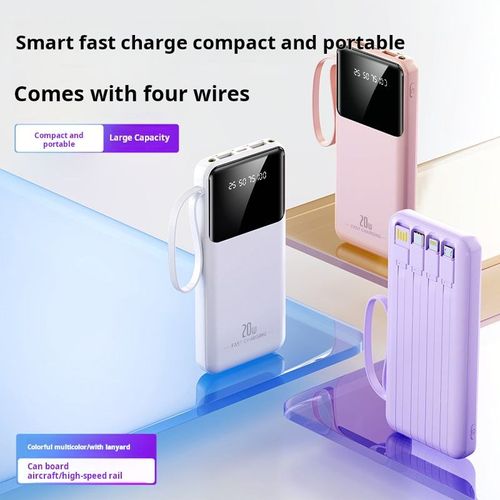 Charmast 20000mAh Portable Charger with Built in Cable 22.5W Travel Power Bank Fast Charging USB-C Suitable for Various Mobile Phones and Tablets