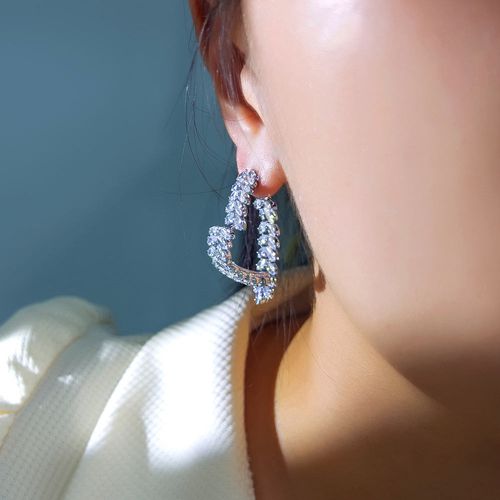 Sparkling Zircon Heart  Wheat Ear Earrings   Tassel Leaf Design Elegant Studs for Women Daily Party Engagement Jewelry