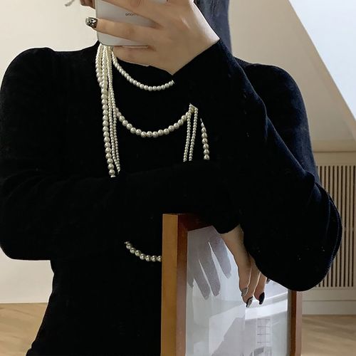 Simple Multi-layer Pearl Women's Necklace - Long Sweater Chain Jewelry