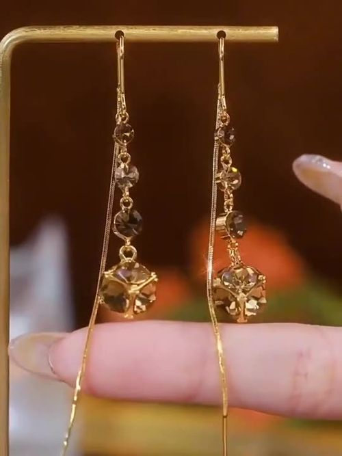 Glow Bright! On-Trend Coffee Brown Melange Earrings: Long Tassels, Zircon Balls & Sparkling Crystals for Timeless Glam