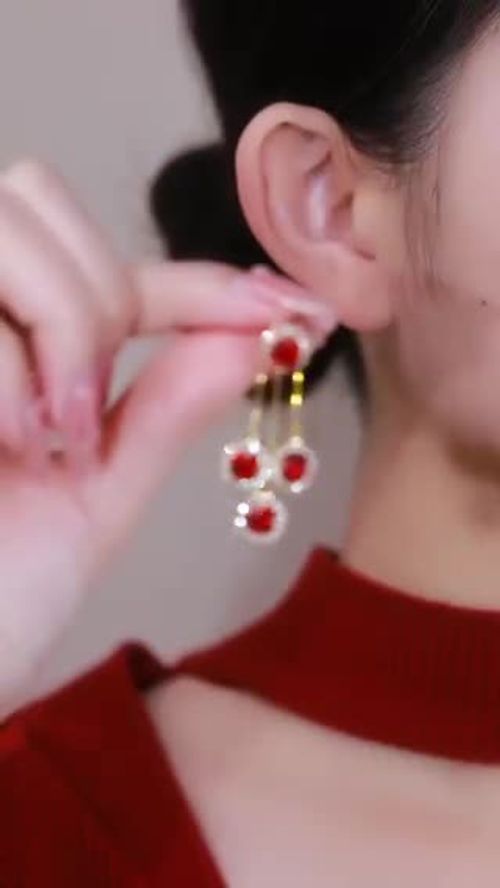 Red Zircon Tassel Earrings - Trendy and Versatile Jewelry