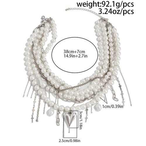 😍Pearl & Metal Magic! Layered Chain Choker with Heart Pendant – Your New Obsession ✨