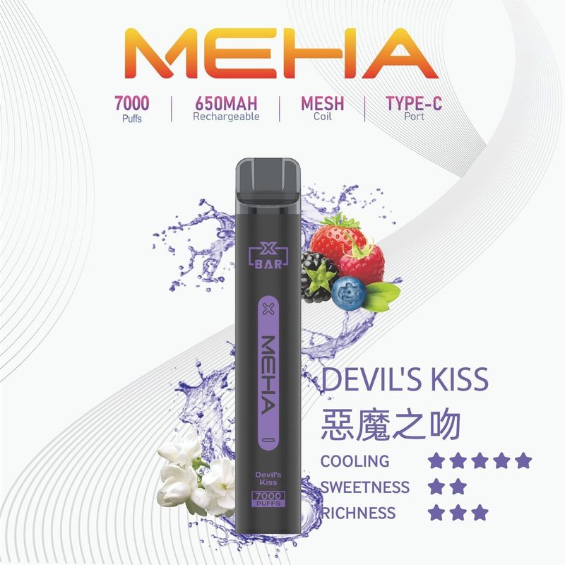 MEHA XBAR 小黑條拋棄式電子煙7000 口大容量｜多種口味任選｜台灣正版授權