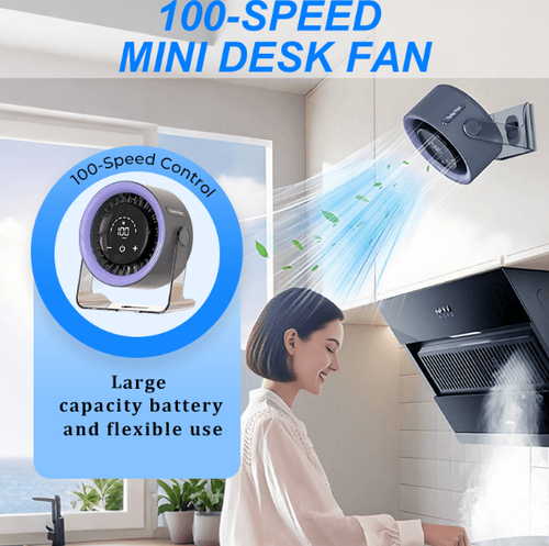 🔥100-Speed Mini Desk Fan with Digital Display