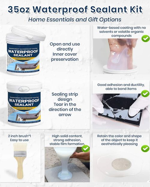 Transparent Waterproof Coating Invisible Agent Indoor Outdoor Liquid Acrylic Sealant Water-Based Clear Sealant（2KG）