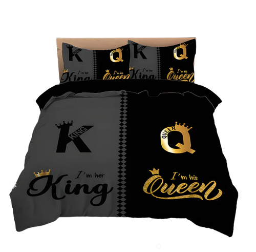 👑3-Piece King & Queen Couple's Cover Set