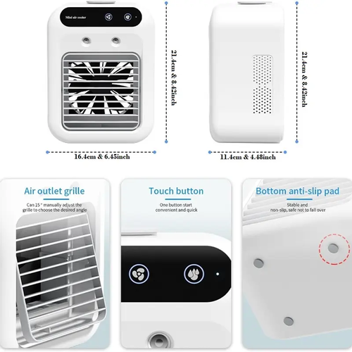 Portable Mini Air Conditioner air Cooler 1800mah USB Rechargeable Home Office Mist Fan Water Cooling Fan with 500ml Water tank
