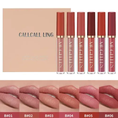 6-piece non-sticky lip gloss set, featuring 6 popular color palettes, suitable for all scenarios of makeup.