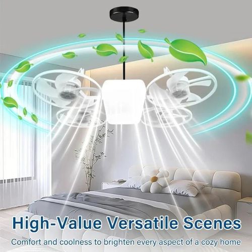 World's first drone fan light with three-level dimming and color adjustment, with remote control