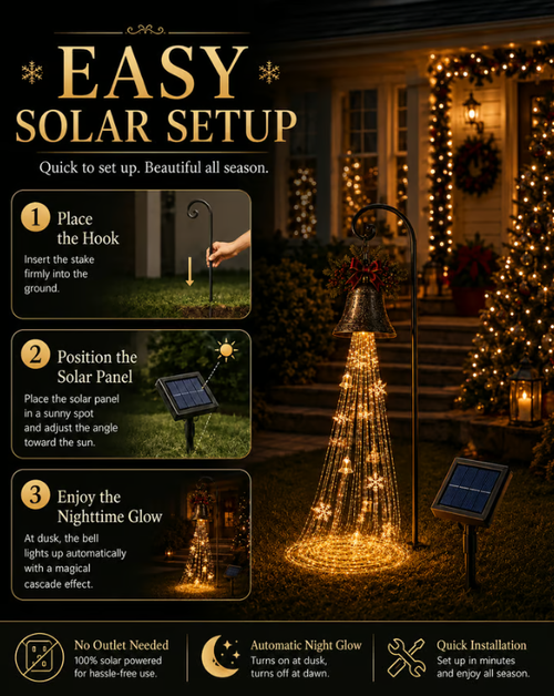 🎄 Solar garden light （Christmas bell cascade）✨
