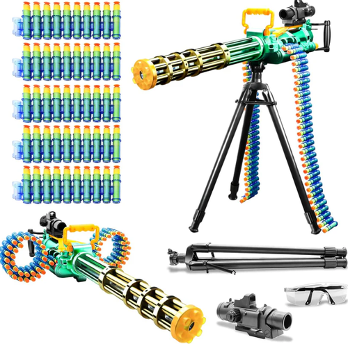 Toy gun EVA soft bullet Gatling heavy machine gun 24 rounds of ammunition belt built-in rechargeable
